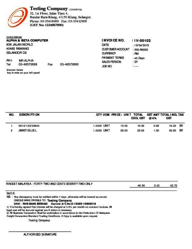 02 Sales Invoice - Forwarding